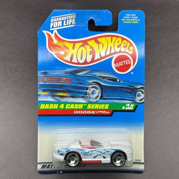 Hot Wheels Other - Hot Wheels Dodge Viper RT/10 Convertible Car White Diecast 1/64 Dash 4 Cash #724